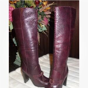 SALVATORE FERRAGAMO "CORNEL" Tall PYTHON BOOT Gancini Bit Bootie SZ 6.5 B NEW